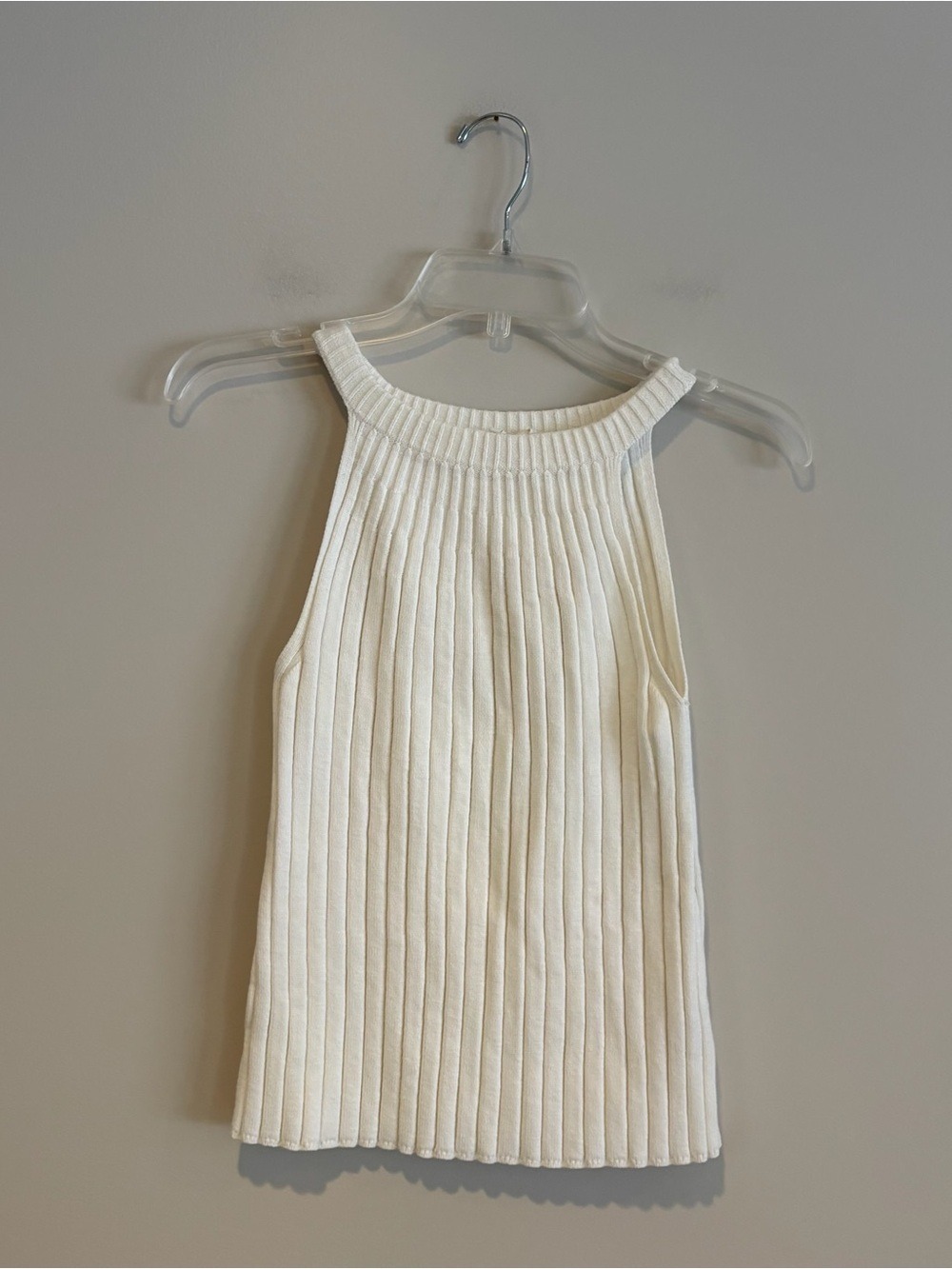 Anthropologie Cream Knit Ribbed High-Neck Tank Size S